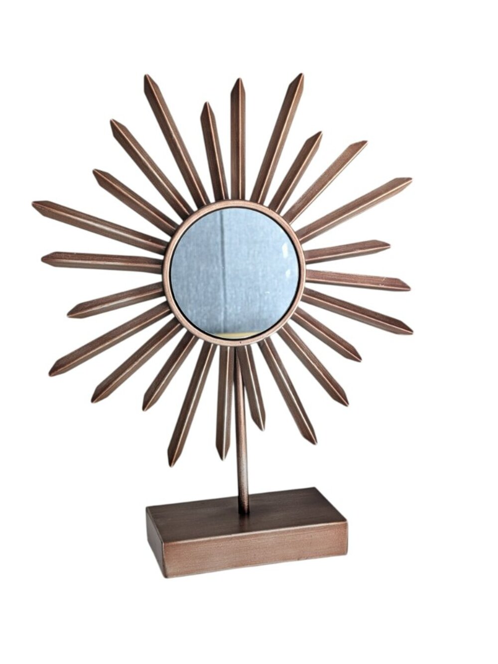 Pier 1 Bronzed Starburst Mirror on Stand 14” Tall 4" Mirror Home Decor